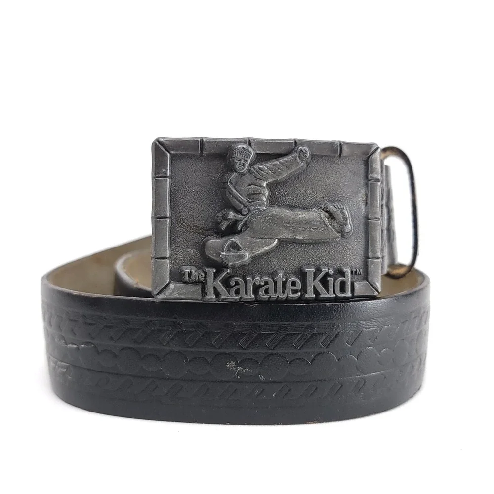 Vintage Lee Karate Kid Belt & Buckle 1986 Columbia Pictures Made USA Sz 19-24 in